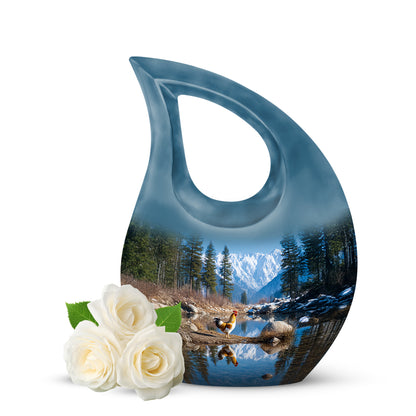 Personalized Blue Revered Hen Cremation Urns for Human Ashes - 10-inch, 200 cu in - Yatskia