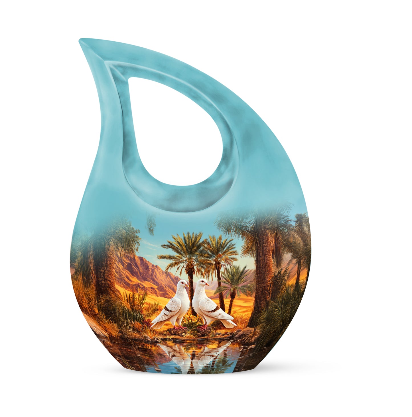 Teal Stately Dove Cremation Urns for Human Ashes - 10-inch, 200 cu in - Yatskia