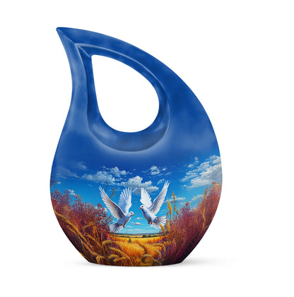 Personalized Eternal Dove Cremation Urns - Blue 10-inch, 200 cu in - Yatskia