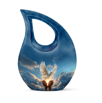 Personalized Dove Cremation Urns - Pristine Blue 10-inch, 200 cu in - Yatskia