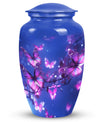 Elegant purple butterfly urn for human female ashes, ideal cremation urn for adult woman, suitable urns for mom burial.
