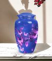 Elegant purple butterfly urn for human female ashes, ideal cremation urn for adult woman, suitable urns for mom burial.