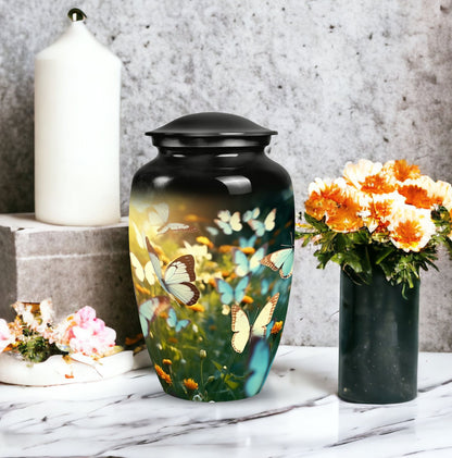 Large Butterfly urn designed for adult human ashes, ideal uniquely crafted cremation container for Mom or Man ashes