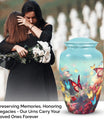 Elegant Butterfly Urn for Human Ashes, Large Funeral Cremains Container ideal for Adult Female Burial