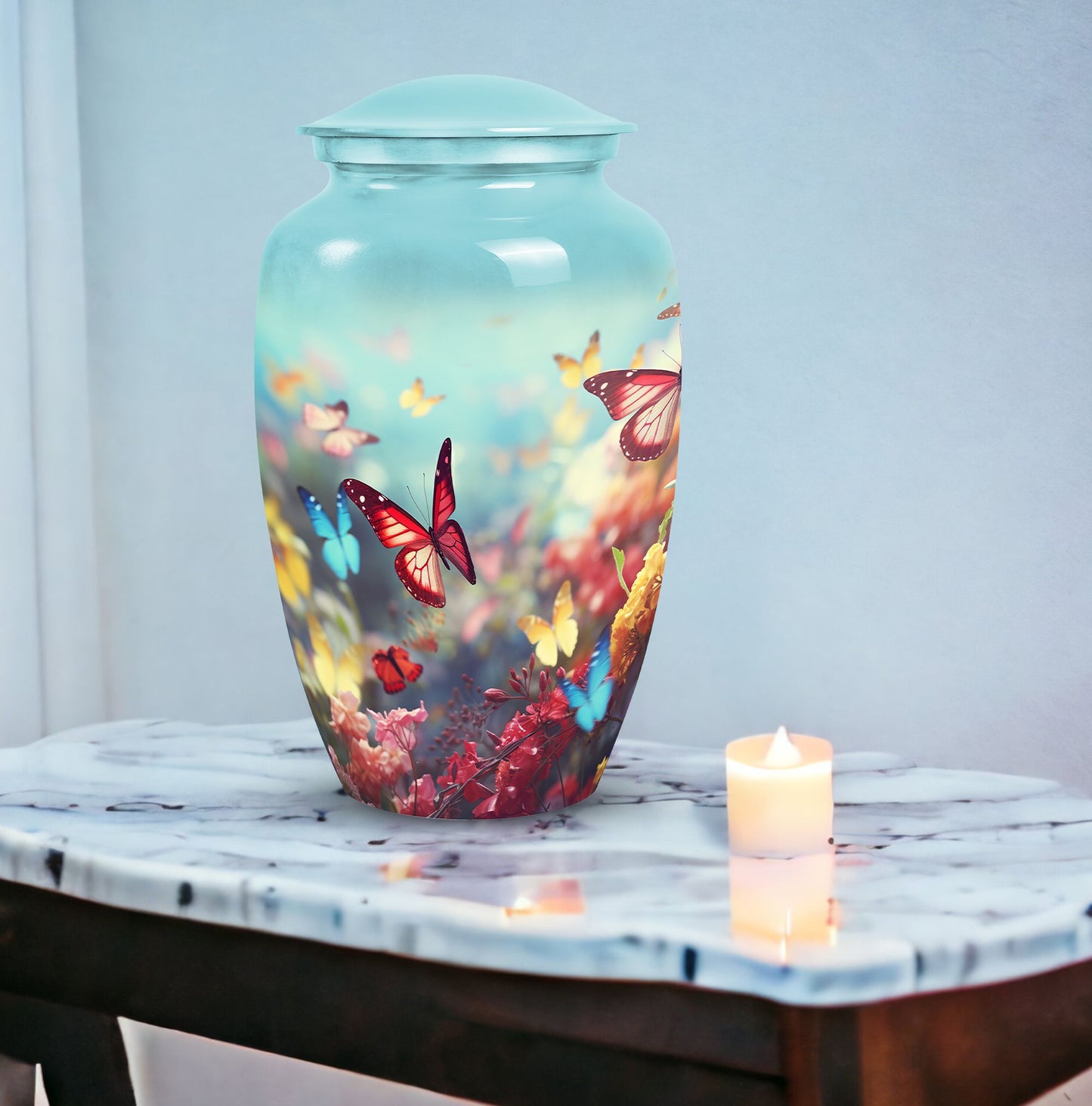 Elegant Butterfly Urn for Human Ashes, Large Funeral Cremains Container ideal for Adult Female Burial