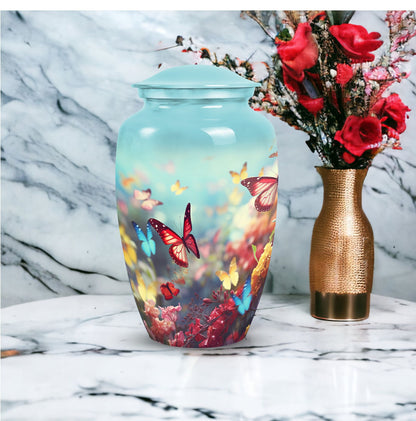 Elegant Butterfly Urn for Human Ashes, Large Funeral Cremains Container ideal for Adult Female Burial