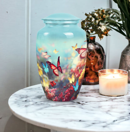 Elegant Butterfly Urn for Human Ashes, Large Funeral Cremains Container ideal for Adult Female Burial