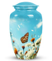 Butterflies Memorials Urn for Human Ashes in Morning Meadow