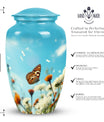 Butterflies Memorials Urn for Human Ashes in Morning Meadow