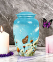 Butterflies Memorials Urn for Human Ashes in Morning Meadow