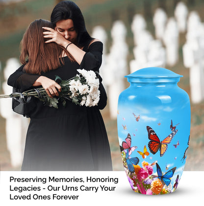 Elegant, large butterfly urn for adult human ashes, perfect for cremation and burial purposes