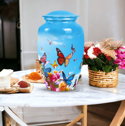 Elegant, large butterfly urn for adult human ashes, perfect for cremation and burial purposes
