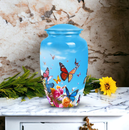 Elegant, large butterfly urn for adult human ashes, perfect for cremation and burial purposes