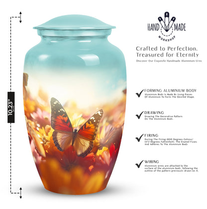 Large butterfly adult male urn for ashes, ideal cremation urn for human ashes.
