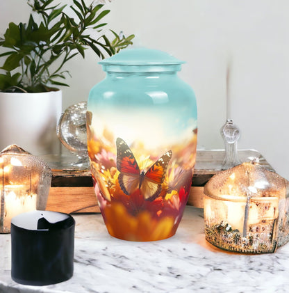 Large butterfly adult male urn for ashes, ideal cremation urn for human ashes.
