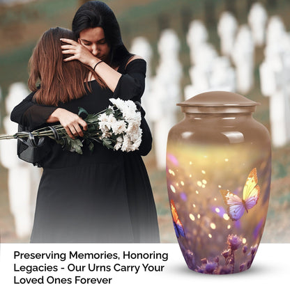 Elegant butterfly cremation urn, ideal for preserving adult human ashes, specifically designed for honoring loved departed ones like mothers