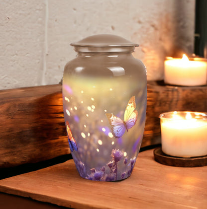 Elegant butterfly cremation urn, ideal for preserving adult human ashes, specifically designed for honoring loved departed ones like mothers