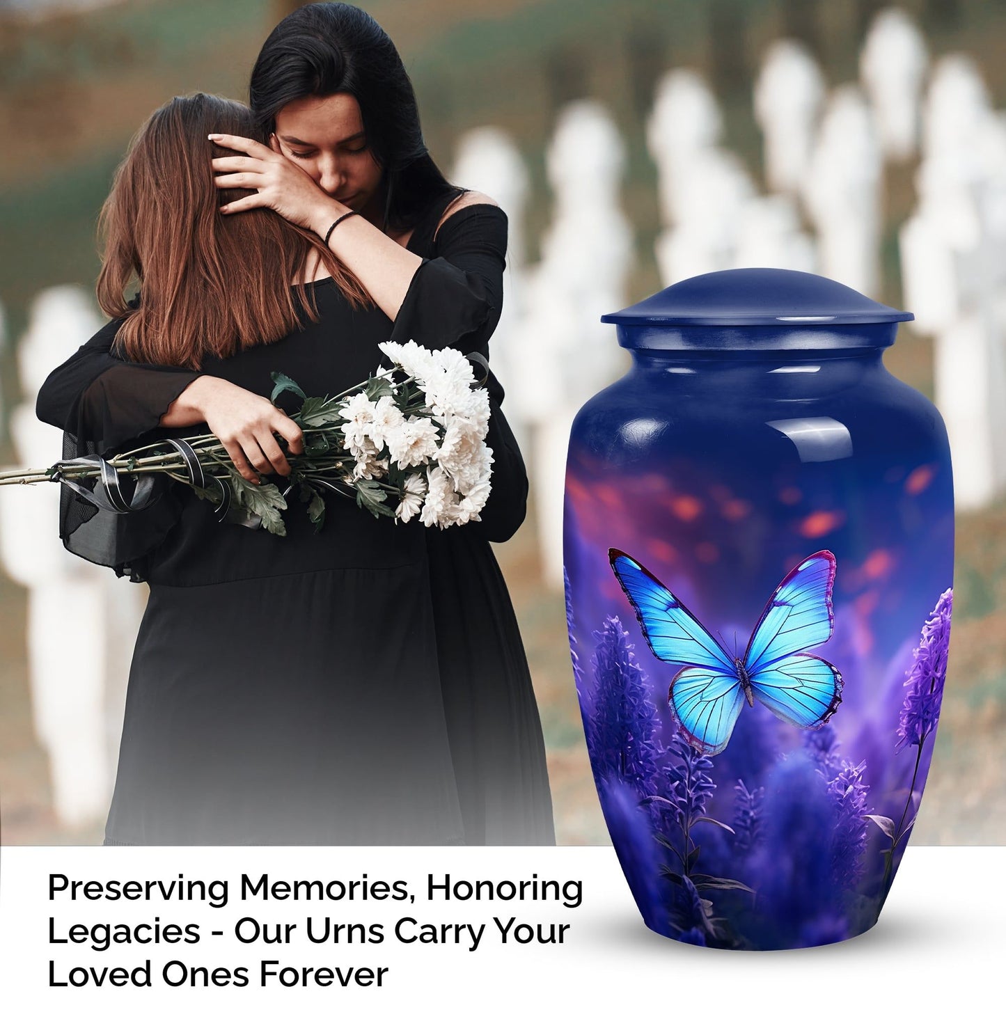 Elegantly designed Butterfly Cremation Urn for male adults' ashes