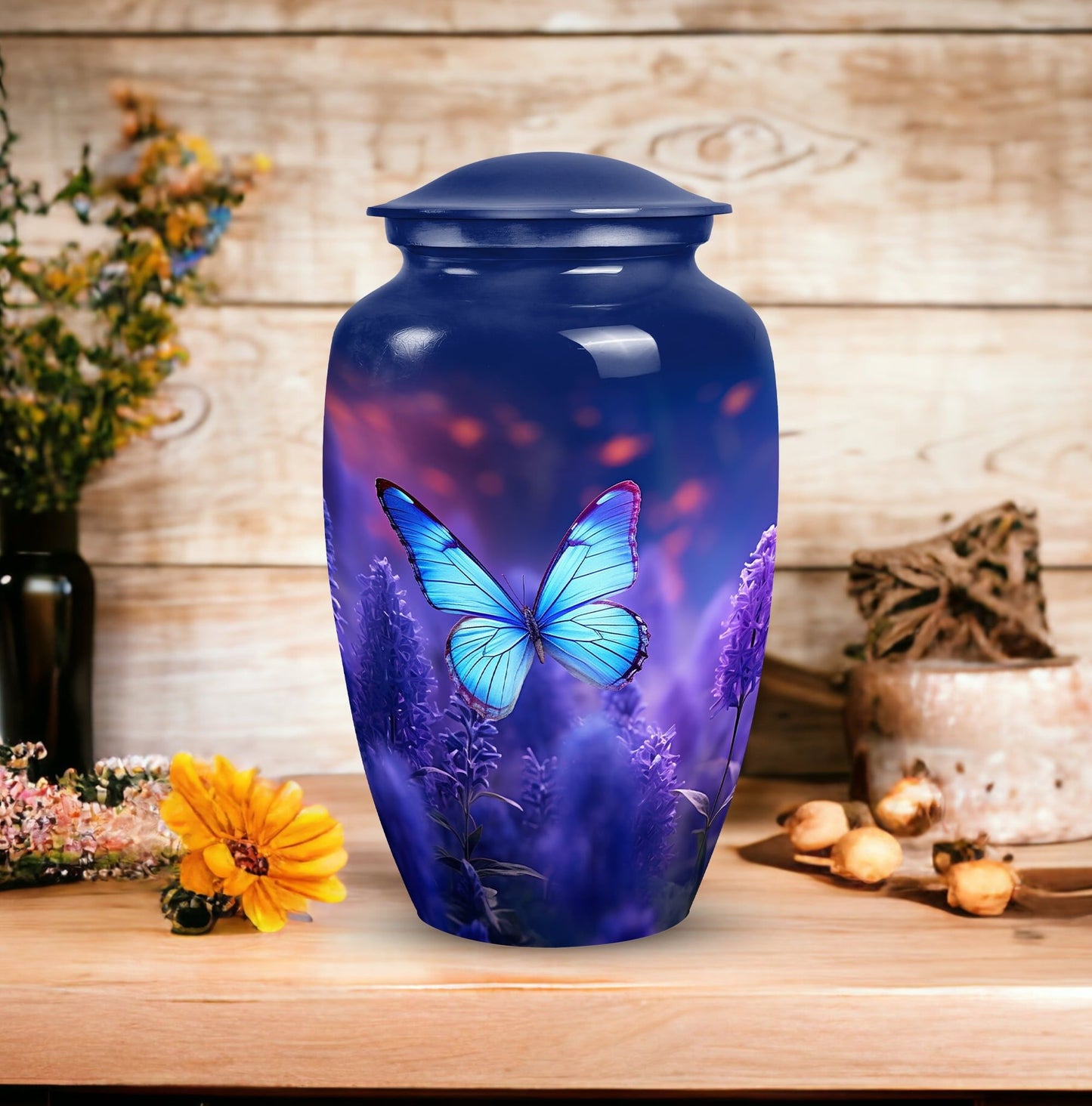 Elegantly designed Butterfly Cremation Urn for male adults' ashes