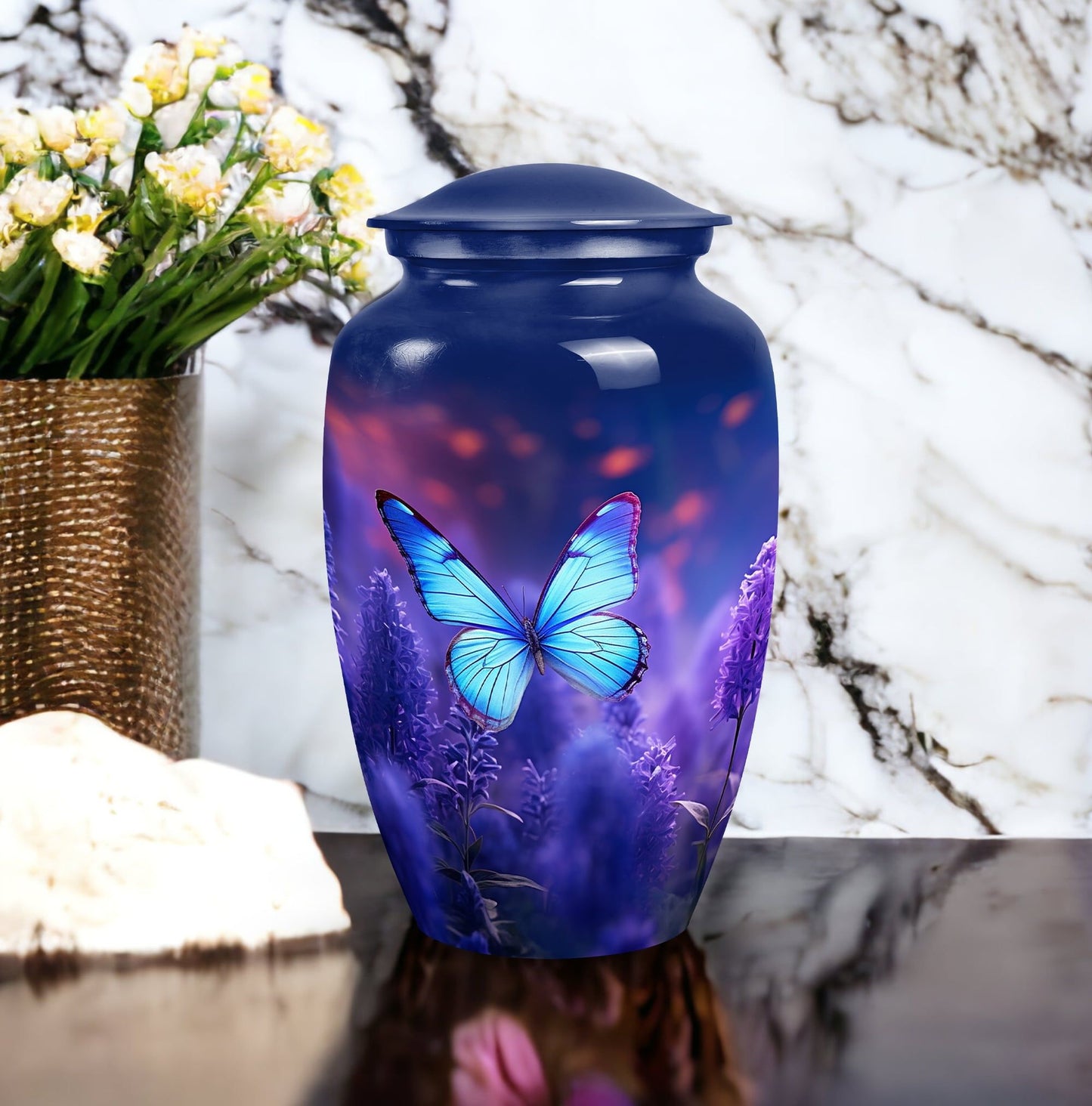 Elegantly designed Butterfly Cremation Urn for male adults' ashes