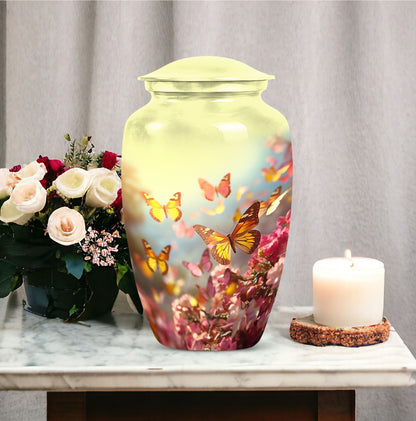 Large adult butterfly cremation urn for women, suitable for human ashes and funeral decorations