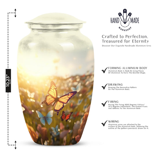 Elegant mosaic butterfly cremation urn for women's ashes, perfect memorial urn for human adult ashes