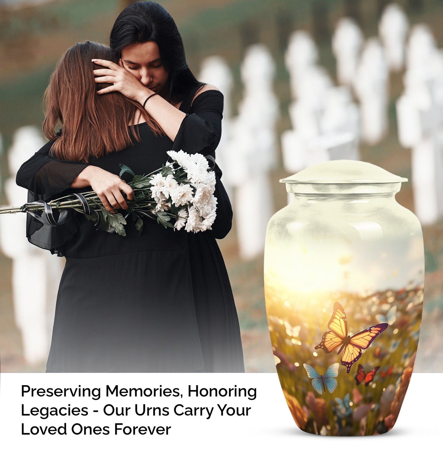Elegant mosaic butterfly cremation urn for women's ashes, perfect memorial urn for human adult ashes