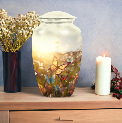 Elegant mosaic butterfly cremation urn for women's ashes, perfect memorial urn for human adult ashes