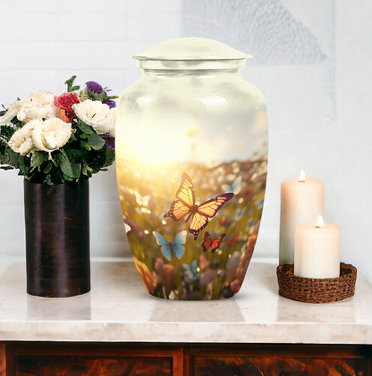 Elegant mosaic butterfly cremation urn for women's ashes, perfect memorial urn for human adult ashes