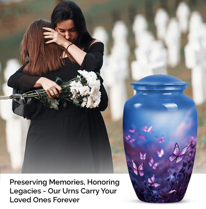 Beautiful butterfly cremation urn designed for adult human ashes, perfect for memorializing a loved one