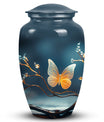 Elegant butterfly urn in metal custom designed for preserving adult female ashes, a unique and personalized tribute for mom