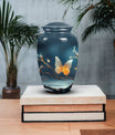 Elegant butterfly urn in metal custom designed for preserving adult female ashes, a unique and personalized tribute for mom