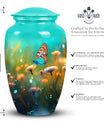 Elegant butterfly designed funeral urn for ashes, suitable for adults, made metal, ideal for grandfather burial vaults.