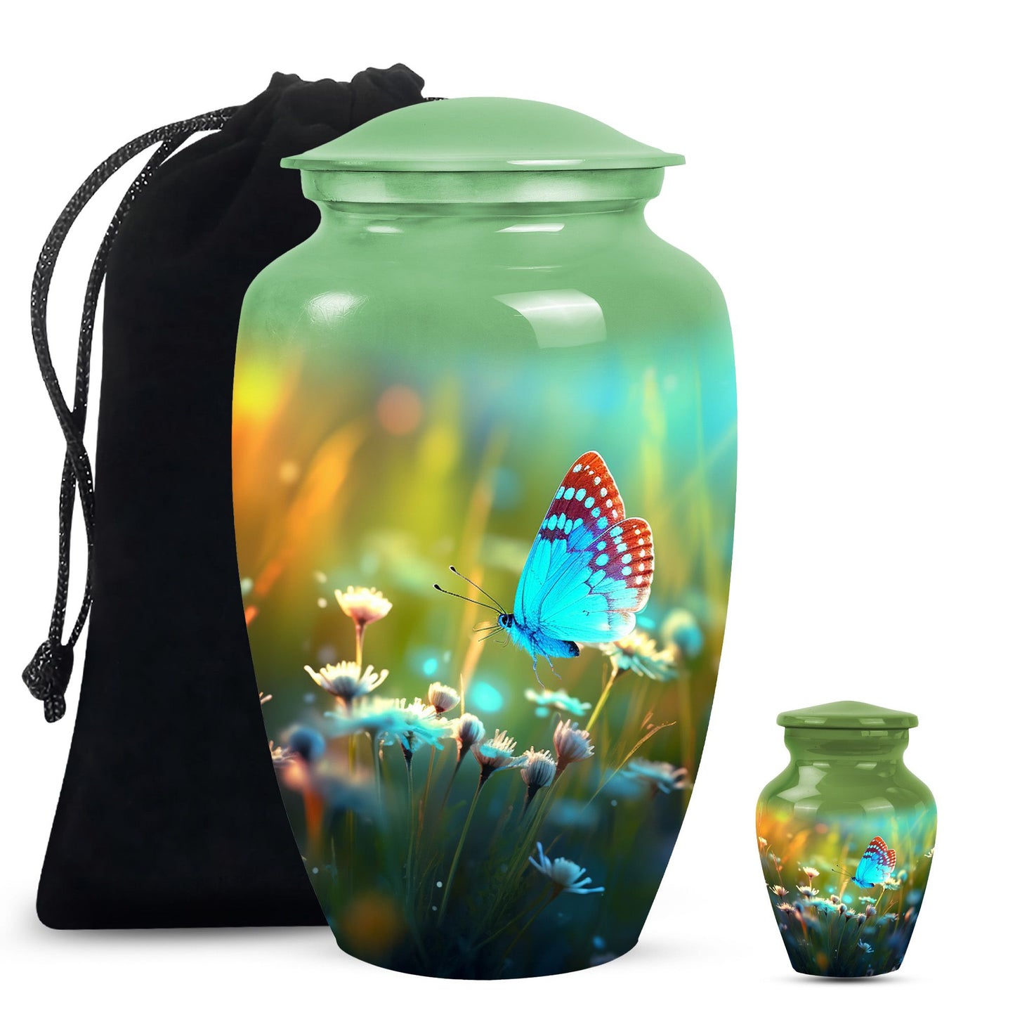 Personalized Butterfly Cremation Urn for Human Ashes - 10-inch, 200 cu in - Yatskia