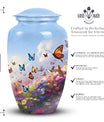 Elegant butterfly themed cremation urn, made for an adult male or dad, perfect for memorializing loved ones.