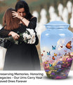 Elegant butterfly themed cremation urn, made for an adult male or dad, perfect for memorializing loved ones.