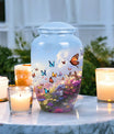 Elegant butterfly themed cremation urn, made for an adult male or dad, perfect for memorializing loved ones.