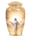 Elegant Jesus-themed Cremation Urn designed specifically for preserving human ashes, ideal for adults and particularly suited for mothers.