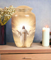 Elegant Jesus-themed Cremation Urn designed specifically for preserving human ashes, ideal for adults and particularly suited for mothers.
