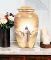 Elegant Jesus-themed Cremation Urn designed specifically for preserving human ashes, ideal for adults and particularly suited for mothers.