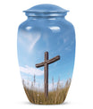Elegant Jesus-themed Urn suitable for ashes of adult male or female, ideal for safekeeping of cremation ashes.