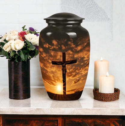 Elegant Celtic Cross cremation urn, ideal for the commemoration of loved ones and suitable for both adult male and female ashes