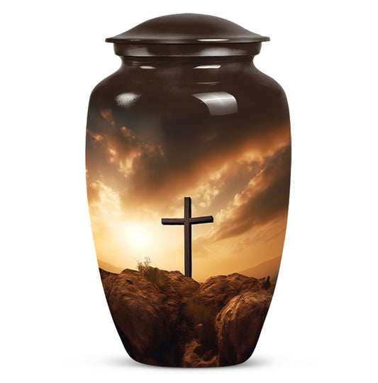 Unique Jesus-themed urn for adult human ashes, perfect as a cremation container or special memorial for mom
