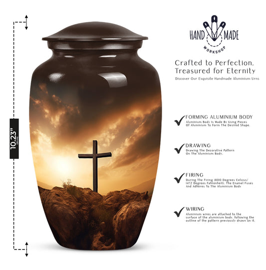 Unique Jesus-themed urn for adult human ashes, perfect as a cremation container or special memorial for mom
