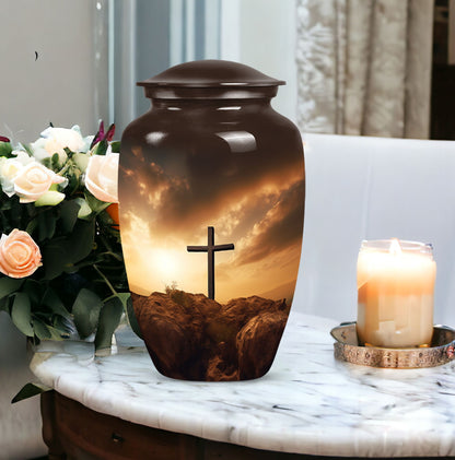 Unique Jesus-themed urn for adult human ashes, perfect as a cremation container or special memorial for mom