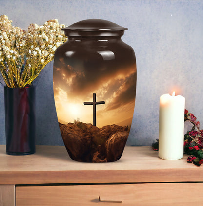 Unique Jesus-themed urn for adult human ashes, perfect as a cremation container or special memorial for mom