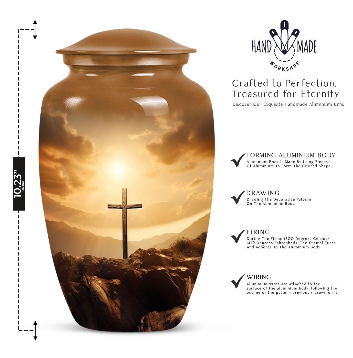 Jesus-themed cremation urn perfect for men, visually symbolic of remembrance and honor