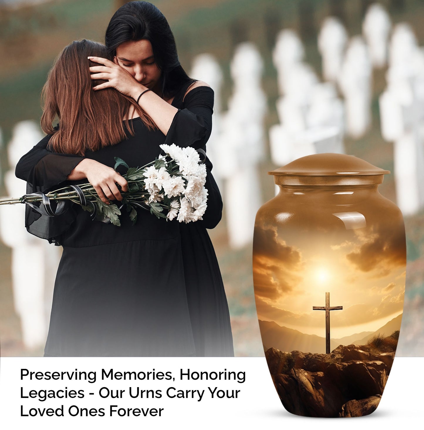 Jesus-themed cremation urn perfect for men, visually symbolic of remembrance and honor