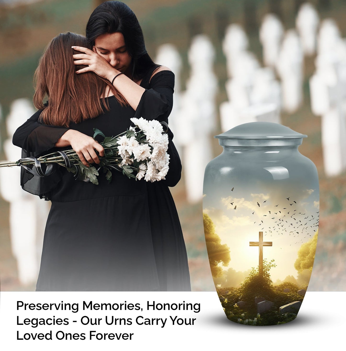 Large Celtic Cross Cremation Urns, ideal for funeral decorations and suitable for both women and adults