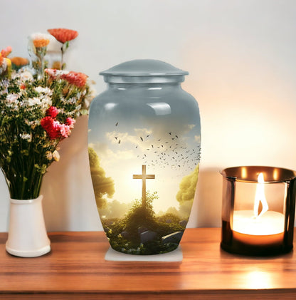 Large Celtic Cross Cremation Urns, ideal for funeral decorations and suitable for both women and adults